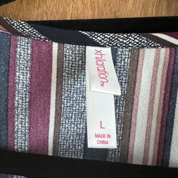 Womens Dress Juniors Large Wrap Mini Striped Long Sleeve V-Neck Navy Berry Teens - Picture 6 of 7